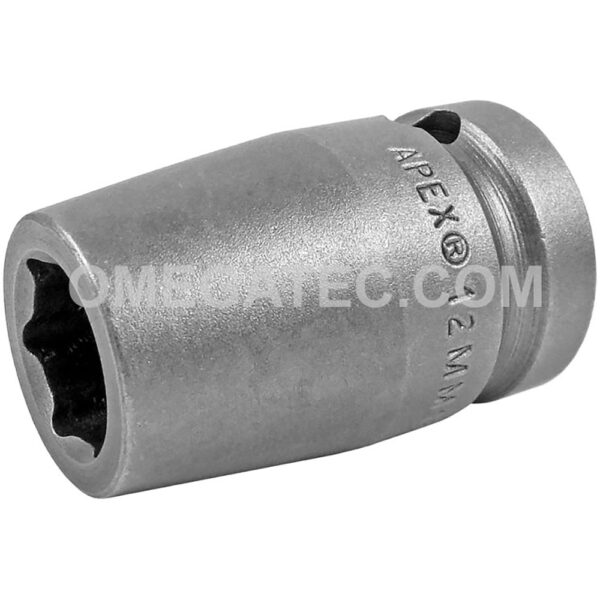 12MM15 Apex 6-Point 12mm Metric Standard Impact Socket, 1/2'' Square Drive